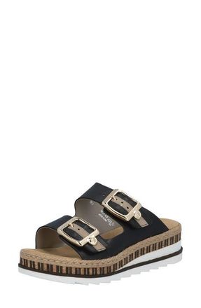 Rieker Regina 55 Slide Sandal in Schwarz/Beige at Nordstrom, Size 5-5.5Us