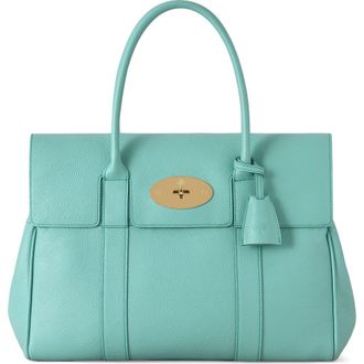 Mulberry Bayswater Grained Leather Satchel in Marina Blue at Nordstrom