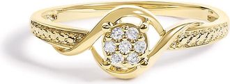 House of Brilliance 10K Yellow Gold Diamond Cluster Twisted Promise Ring