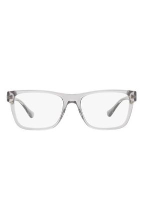Versace 57mm Rectangular Optical Glasses in Transparent Grey at Nordstrom