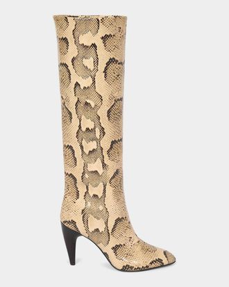Isabel Marant Jany 90MM Snakeskin-Embossed Leather Boots