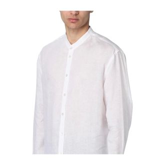 Emporio Armani Casual Shirts, male, White, Size: 3XL 600 Camicia Lino