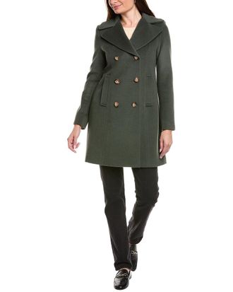 Fleurette Fleurette Tailored Double-Breasted Wool-Blend Coat