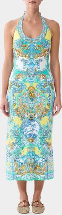 Camilla Dial Up The Tiles Print Jersey Halter Cover-Up Midi Dress