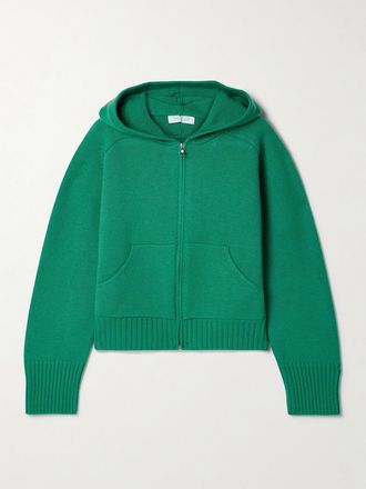 Calle Del Mar Maglia In Cashmere Con Cappuccio E Zip - Verde