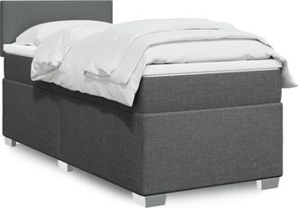 vidaXL Cama Box Spring Con Colch&oacute;n Tela Gris Oscuro 100x200 Cm Vidaxl