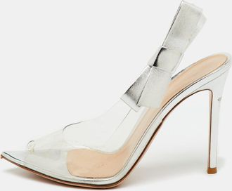 Gianvito Rossi Silver/transparent Leather And Pvc Sandals