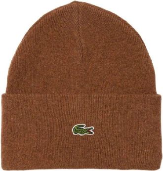 Lacoste Gebreide Muts - unisex - Hoeden - Bruin - ONE Size - Wol - Accessoires