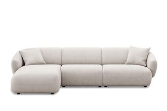 Castlery Auburn Chaise Sectional Sofa Left Facing Customized, (Performance Fleece) Cream, Spill Resistant, Modular for Sofas by Castlery