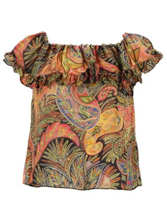 Etro Multicolor Paisley Off Shoulder Top