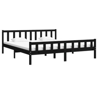 vidaXL Vidaxl - Estructura De Cama Sin Colch&oacute;n Madera Maciza Negro 160x200 Cm