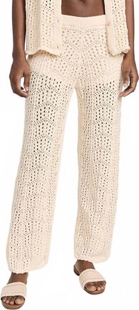 Line & Dot Poppie Crochet Knit Pants In Natural Cream