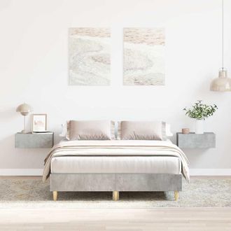 Berkfield Home Bed Frame No Mattress Concrete Grey 135x190 cm Double Engineered Wood