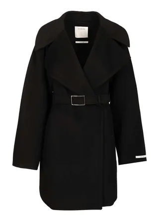 Sportmax Spxpagine Double Drap Wool Belted Caban Coats Black