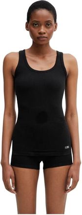 Maison Margiela Ondergoed Ribgebreid Tanktop - Dames - Tops zonder mouwen - Zwart - S/M - Katoen - Tops