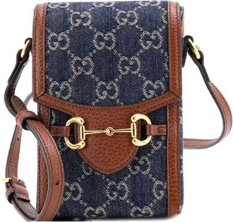 Gucci Horsebit 1955 GG Denim Mini crossbody bag - Blu
