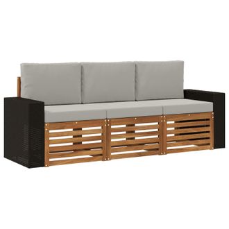 vidaXL Juegos De Sof&aacute;s Con Coj&iacute;n 3 Pcs Madera De Acacia S&oacute;lida Vidaxl