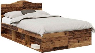 vidaXL Bed Frame with Headboard Old Wood 120 x 190 cm Solid Pine Wood vidaXL
