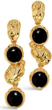 Alexis Bittar Brut Black Onyx Coin Linear Drop Earrings in Black/Gold at Nordstrom Rack