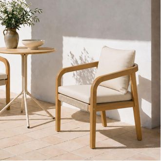 Nordlys Set 2 sillas de jardin en madera y tejido beige