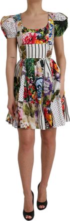 Dolce & Gabbana Womens Multicolor Patchwork Cotton Aline Mini Dress