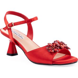 Lady Couture Liz Floral Crystal Sandal in Red at Nordstrom Rack, Size 10
