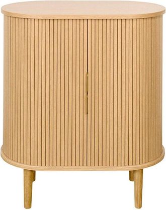 Miliboo Aparador Alto Vintage Con Puertas Correderas De Madera Clara De Roble 70 Cm - Epic