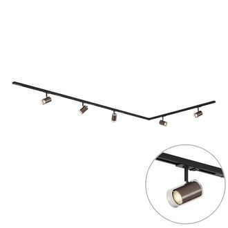 QAZQA Qazqa Sistema De Iluminaci&oacute;n De Riel Moderno Negro Con 5 Focos De