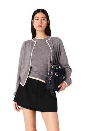 Maje Knit embellished cardigan in Grey at Nordstrom, Size X-Small