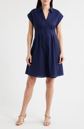 Julia Jordan Short Sleeve Shirtdress in Navy at Nordstrom Rack, Size 14