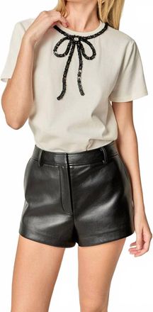 English Factory Beaded Bow T-Shirt In White