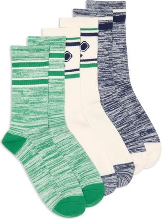Nordstrom Rack Conversational Sporty 3-Pack Assorted Crew Socks in White Green Pickleball at Nordstrom Rack