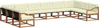 vidaXL Conjunto De Sof&aacute;s De Exterior 10 Uds. Natural Y Crema Vidaxl