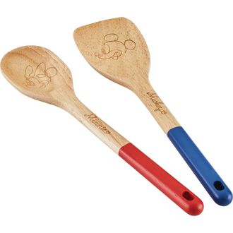 Disney Mickey Bon Voyage Set of 2 Wood Utensils in Blue/Red at Nordstrom Rack