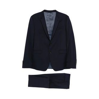 Reveres 1949 Single Breasted Suits, male, Blue, Size: XL Single-breasted Virgin Wool Suit