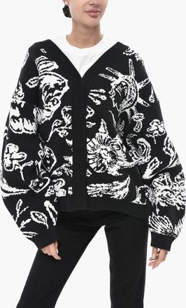 Off-white Cardigan Oversized TATTOO in Misto Cotone Jacquard Off-White