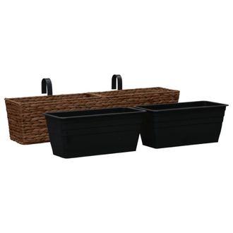 Berkfield Home Garden Planters 2 pcs Water Hyacinth Brown