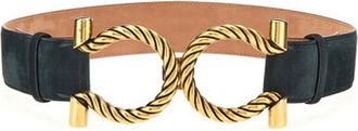 Ferragamo Donna Gancini Suede Belt, Size 95