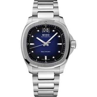 Mido Multifort Square Automatic Bracelet Watch, 40mm in Silver/Blue at Nordstrom