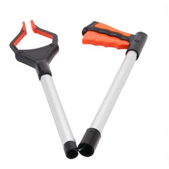 OEM 80cm Folding Grabber, 32 Inch Extendable Garden Waste Collector, 90&deg; Rotating Head, Non-slip Jaw, Aluminum Tubes, Comfortable Rubber Handle (oran)