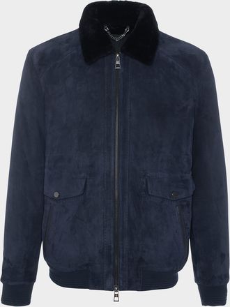 Gorski Mens Suede Jacket With Select Shearling Lamb Lining