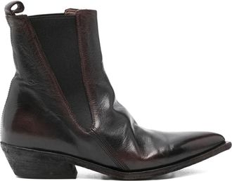 Officine Creative pointed-toe ankle boots - women - Leather/Leather/Leather - 39 1/2 - Brown