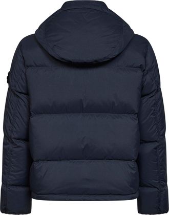 Stone Island Mens Hooded Down Jacket Navy Blue Cordura Polyamide Padded &