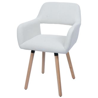 Hhg Nunca Usado] Silla De Comedor Hhg 878 Ii, Silla Silla De Cocina Silla Tapizada, Madera Tejido/cord&oacute;n Textil (400g/m&sup2;) Mvg, Blanco Crema