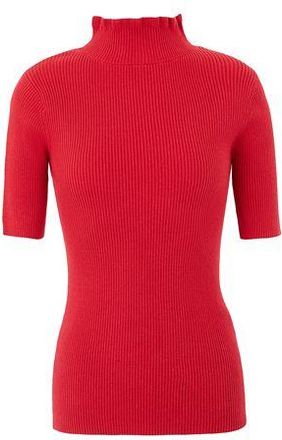 8 by YOOX RIB-KNIT RUFFLED MOCKNECK S/SLEEVE TOP