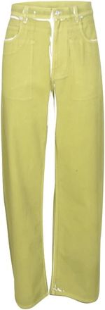 Marni Denim broek met wijde pijpen en zeefdruk - Heren - Loose Fit Jeans - Groen - W32 - Denim - Jeans