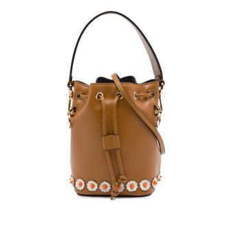 Fendi Pre-owned Fendi Mini Leather Studded Floral Mon Tresor Bucket Bag Ladies OMJNZ3HQF4VUXJIR