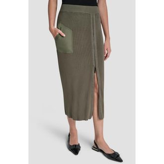 DKNY Zipper Slit Midi Sweater Skirt in City Taupe at Nordstrom, Size Xx-Small