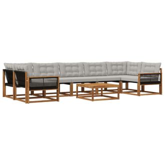 vidaXL Conjunto De Sof&aacute;s De Exterior 8 Pcs Natural Y Gris Claro Vidaxl
