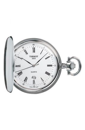 Tissot Savonnette Pocket Watch, 48mm in Silver/White at Nordstrom